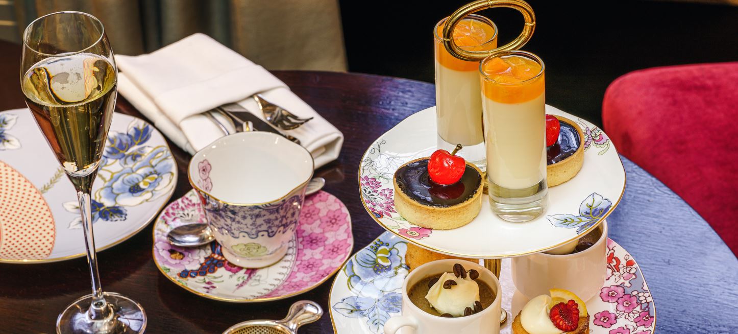 Afternoon tea set on a wooden table