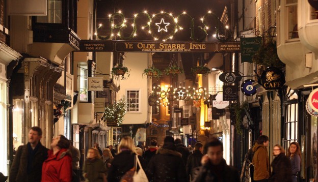 Christmas shoppers in York